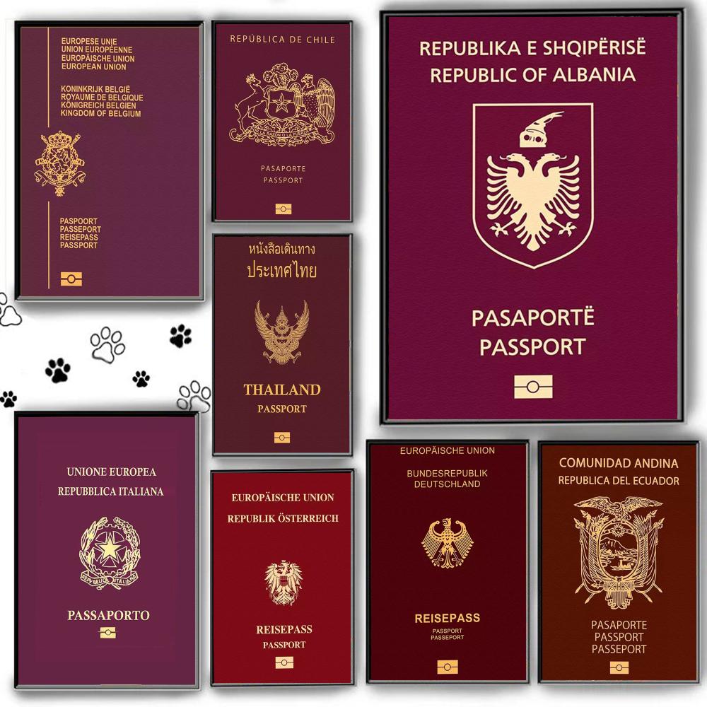 Home Office For Passport - 赤い背景のパスポートポスター 自己粘着性 HD PVC ウォールアート -