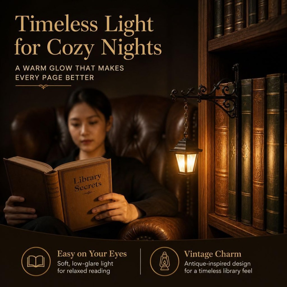 Home Office And Library - ミニヴィンテージライブラリーランタンブックヌックライト、温かみのある光のゴシックブックシェルフ装飾、デスクアクセントランプ、読書室ホームオフィス、ギフト