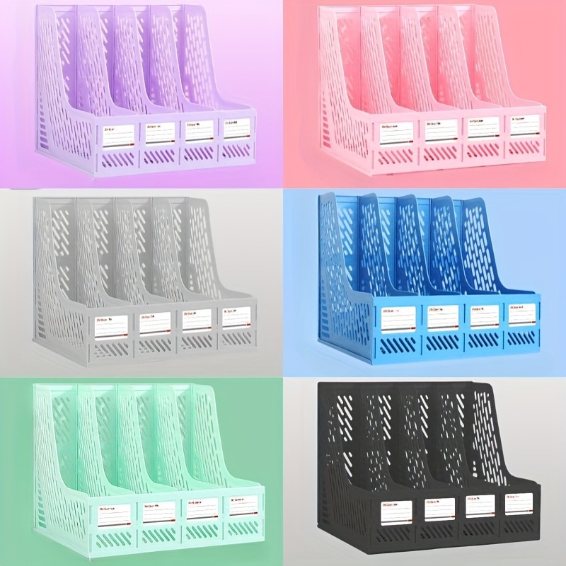 Home Office Furniture - 1個、厚みのあるファイルラック、フレーム、4重収納シート、シンプルデータバスケット、棚、収納バスケット、オフィス用、学生用U