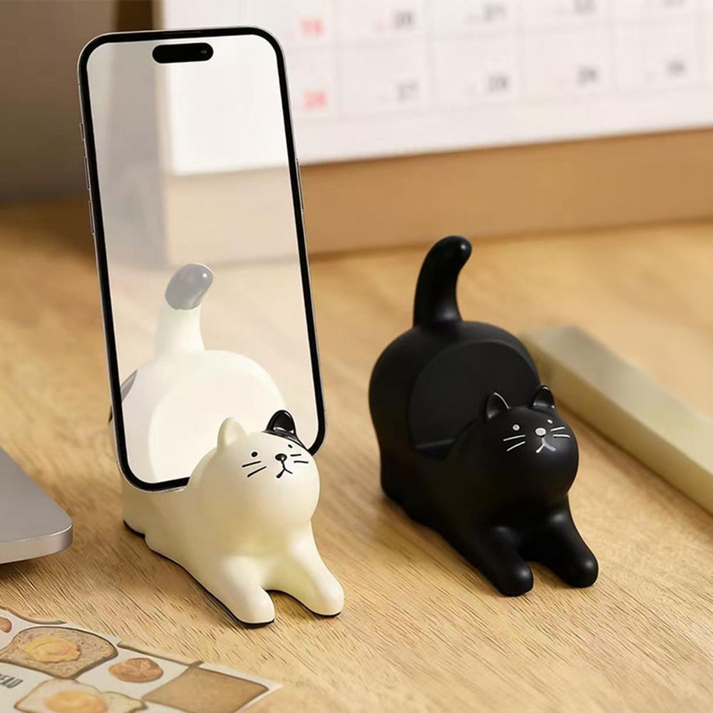Home Office With View - 加重式スマホスタンド かわいい猫型スマホホルダー 加重ベース付き 縦向き表示スタンド デスクデコレーション 自宅・オフィス用