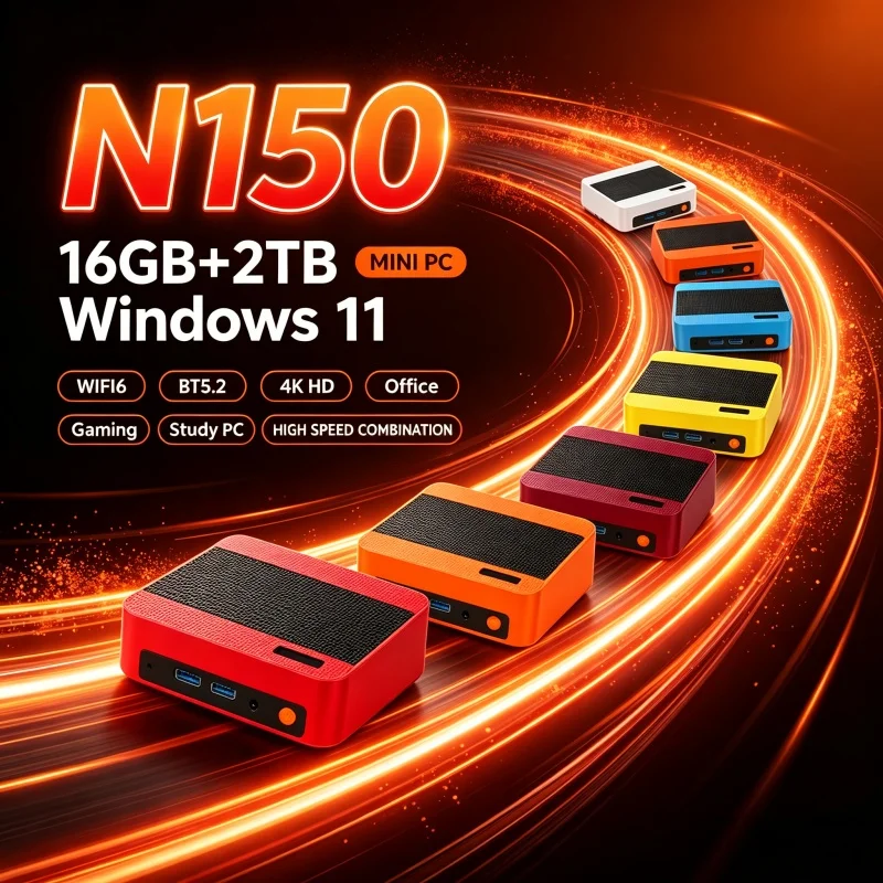 Home Office Windows 11 - インテルN150 カラフルミニデスクトップPC Windows 11 16GB RAM