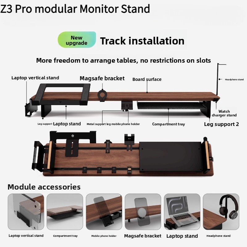 Monitor Riser Stand - Z3 Pro モジュール式モニターライザー 無垢材デスクトップ昇降スタンド コンピュータースクリーンスタンド 人間工学に基づいたオフィスデスクオーガナイザーシステム