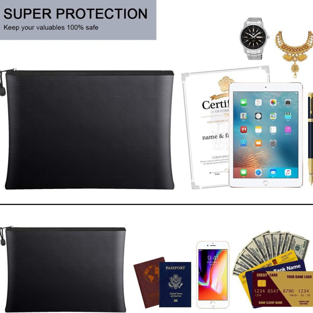 Home Office For Passport - 耐火性ドキュメントバッグ 防水現金ホルダー ポータブルマネーポーチ パスポートファイル用安全保管オーガナイザー ホームオフィス用