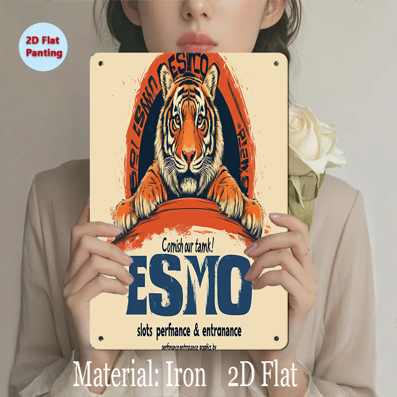 Home Office Design Ideas - ヴィンテージタイガーデザインの鉄製メタルサイン - 「ESMO」アートウォールデコレーション（家庭、オフィス、ガレージ用）、ユニークなホリデーギフトアイデア、サイン | リ