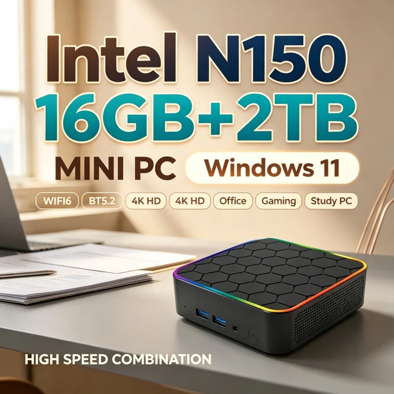 Home Office Windows 11 - ミニデスクトップホスト インテルコアN150 ミニPC Windows 11 16GB