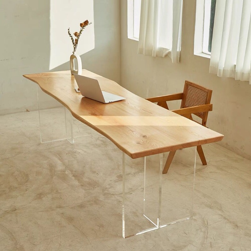 北欧無垢材アクリルフローティングテーブルモダンシンプルスタデ - Home Office Furniture のレビューと価格