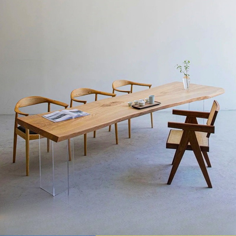 北欧無垢材アクリルフローティングテーブルモダンシンプルスタデ - Home Office Furniture のレビューと価格