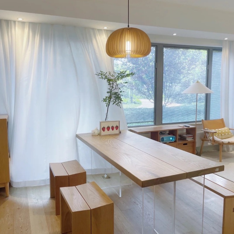 北欧無垢材アクリルフローティングテーブルモダンシンプルスタデ - Home Office Furniture のレビューと価格