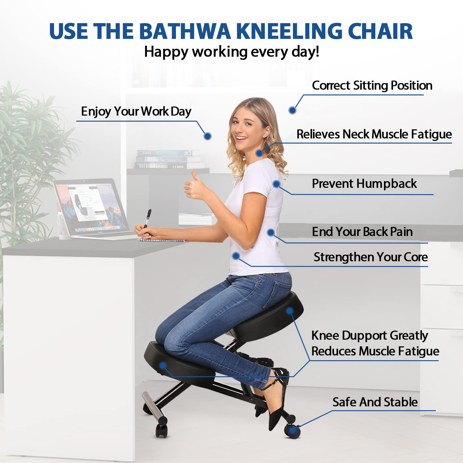 オフィス用のエルゴノミクスニーリングチェア、家庭およびオフィ - Home Office Furniture のレビューと価格