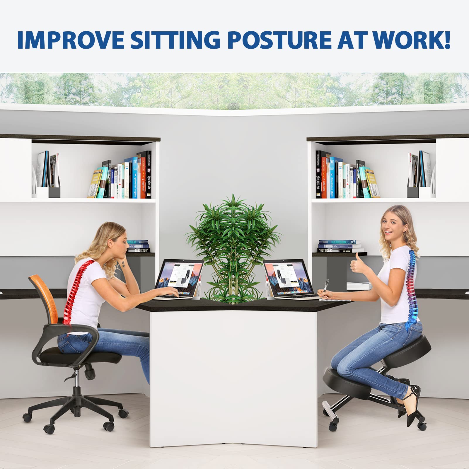 オフィス用のエルゴノミクスニーリングチェア、家庭およびオフィ - Home Office Furniture のレビューと価格