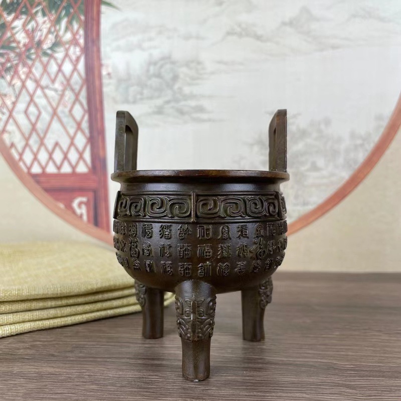 銅製三脚香炉、二つのハンドル付き、Baifu三脚、家庭、オフ - Home Office For Two のレビューと価格