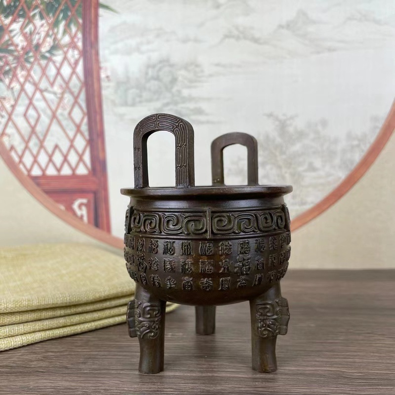 銅製三脚香炉、二つのハンドル付き、Baifu三脚、家庭、オフ - Home Office For Two のレビューと価格