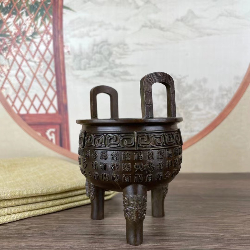 銅製三脚香炉、二つのハンドル付き、Baifu三脚、家庭、オフ - Home Office For Two のレビューと価格