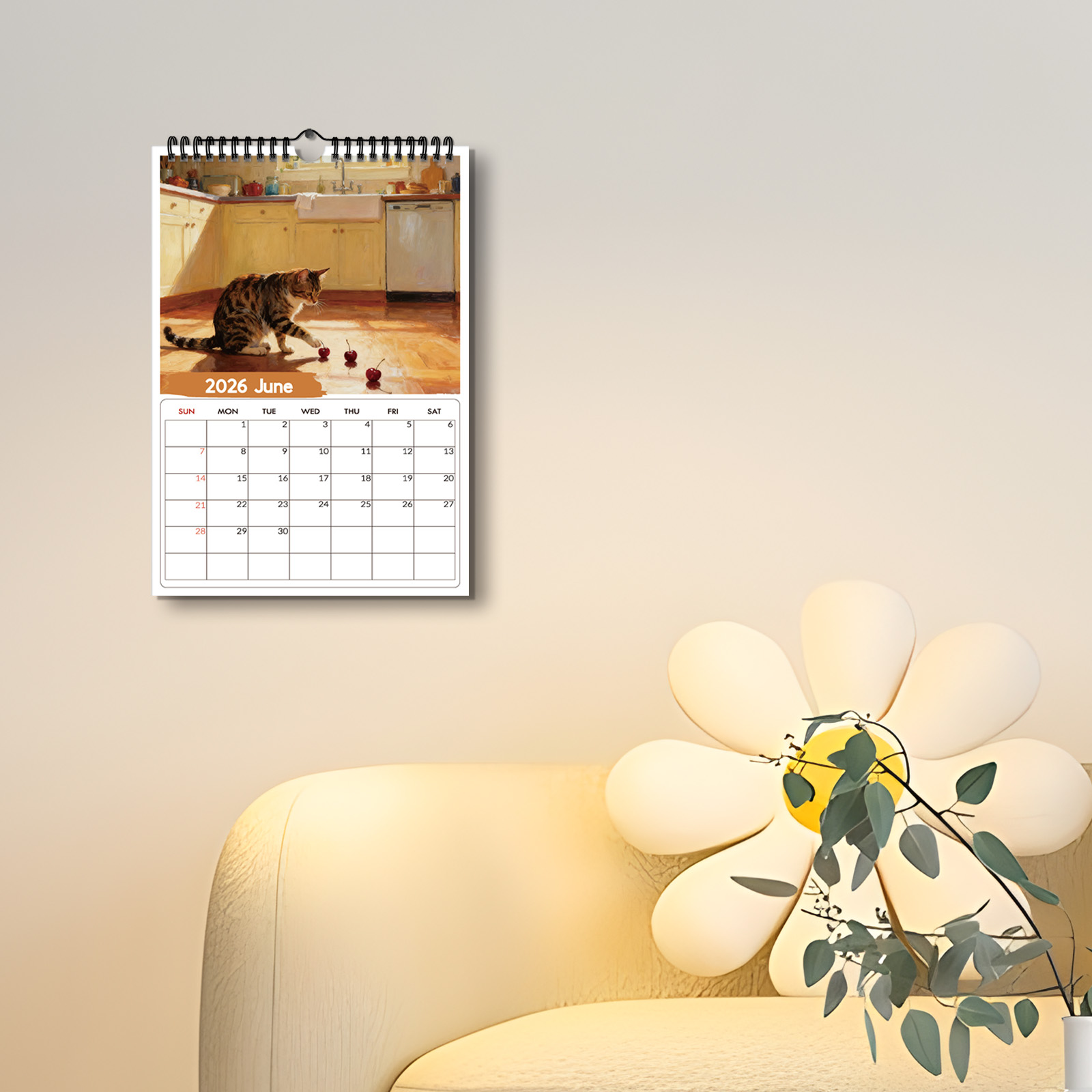 1PC 2026年壁掛けカレンダー、窓辺の猫テーマ、家庭やオ - Home Office With View のレビューと価格