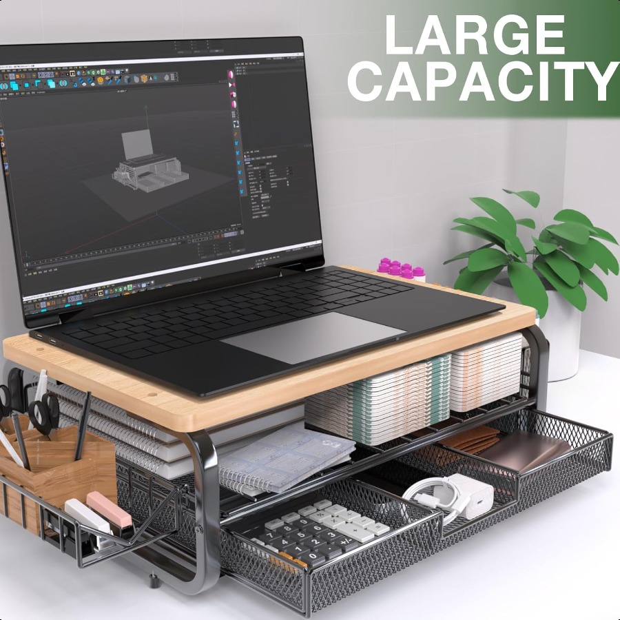高級木製モニタースタンドライザー、大容量モニタースタンド（引 - Monitor Riser Stand のレビューと価格