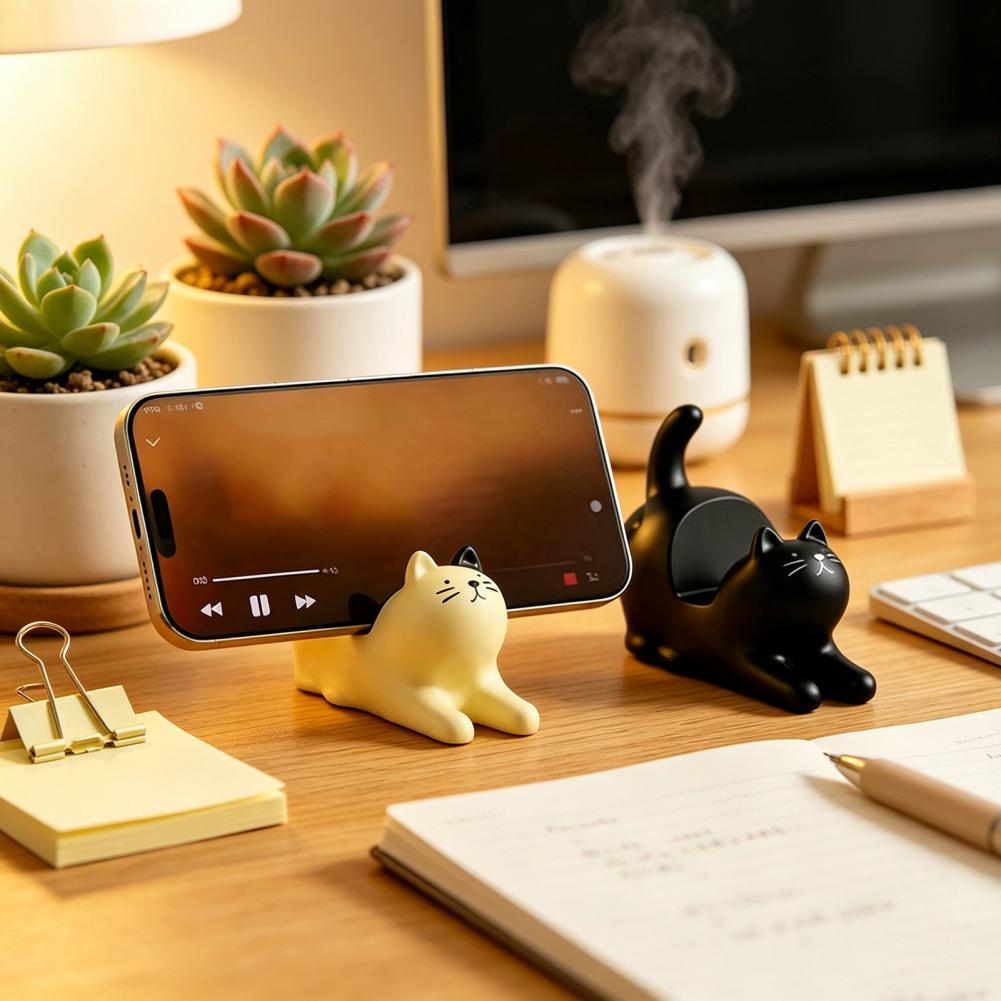 加重式スマホスタンド かわいい猫型スマホホルダー 加重ベース - Home Office With View のレビューと価格