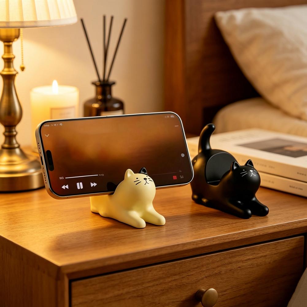加重式スマホスタンド かわいい猫型スマホホルダー 加重ベース - Home Office With View のレビューと価格