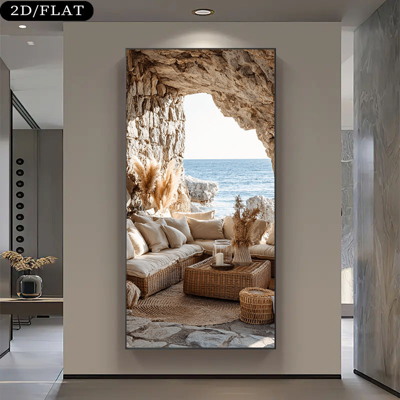 特大の海岸ビーチ洞窟オーシャンビュー キャンバスプリント - - Home Office With View のレビューと価格