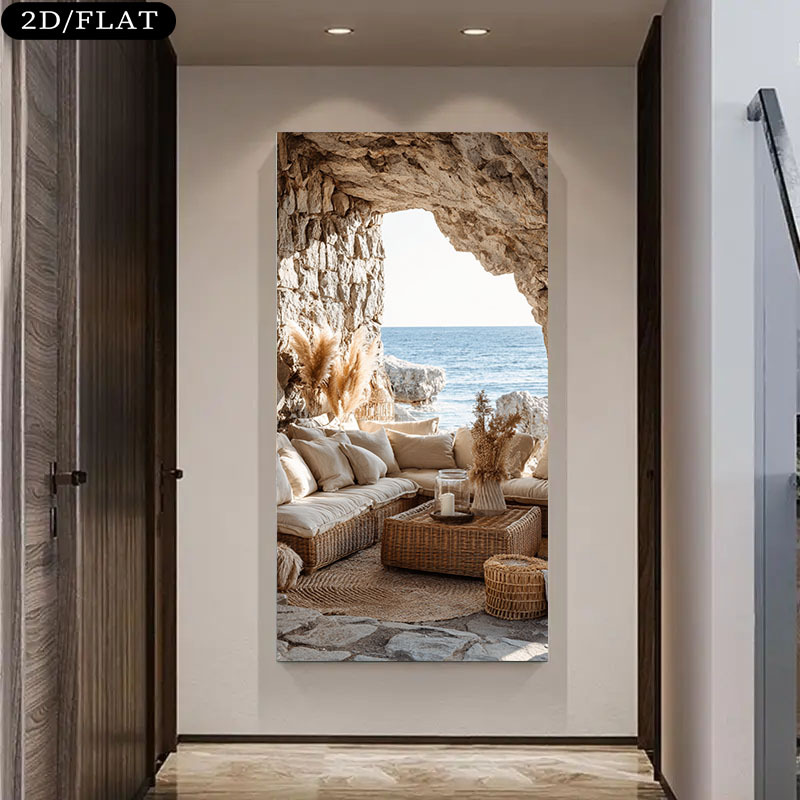 特大の海岸ビーチ洞窟オーシャンビュー キャンバスプリント - - Home Office With View のレビューと価格