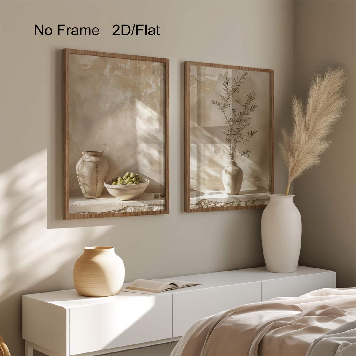 地中海オリーブの静物画ウォールアート2枚セット、ニュートラル - Home Office For Two のレビューと価格