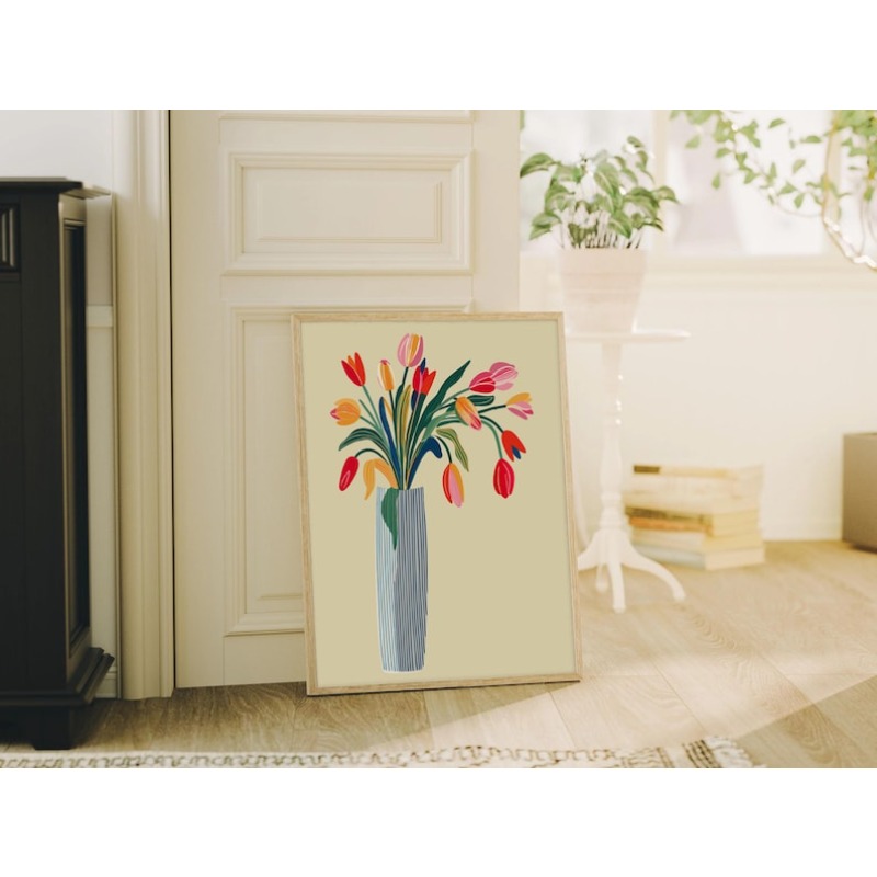 チューリップの花のキャンバスウォールアート2枚、フレームなし - Home Office For Two のレビューと価格
