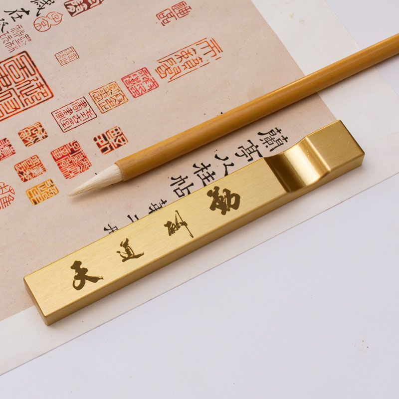 真鍮製の2in1ペーパーウェイトとペン立て、書道、絵画、デス - Home Office For Two のレビューと価格