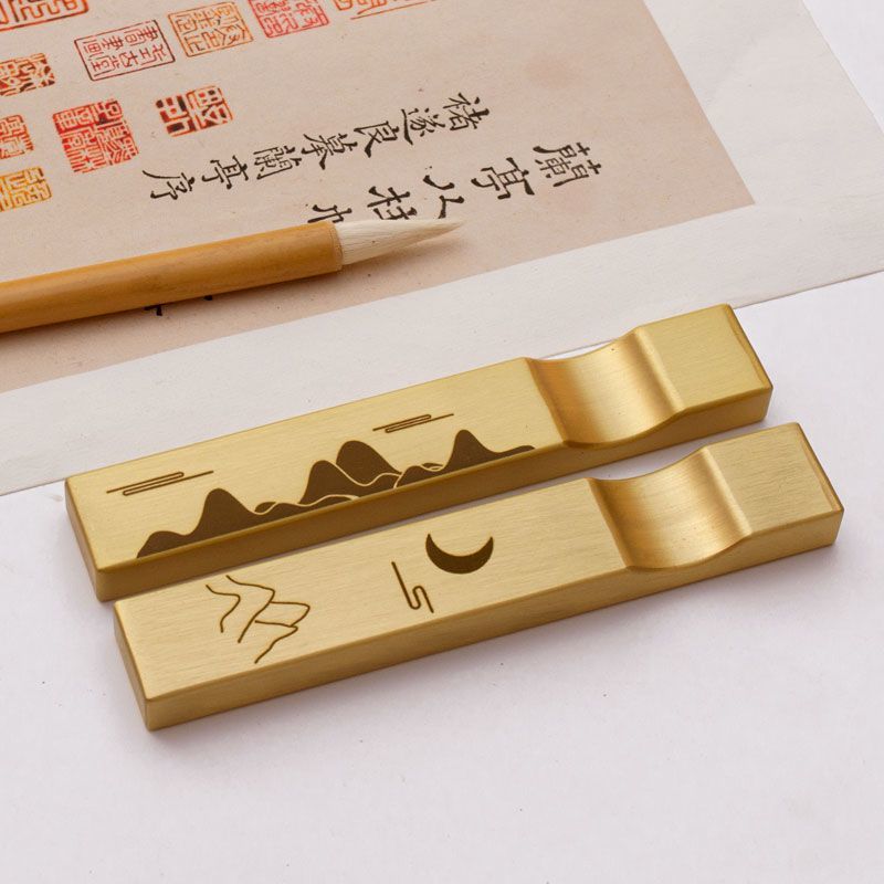 真鍮製の2in1ペーパーウェイトとペン立て、書道、絵画、デス - Home Office For Two のレビューと価格