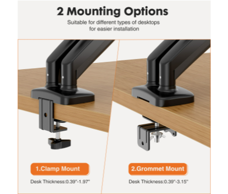 デュアルモニタースタンドアーム、ガススプリング式2モニターデ - Monitor Riser Stand のレビューと価格
