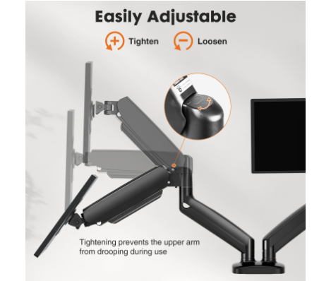 デュアルモニタースタンドアーム、ガススプリング式2モニターデ - Monitor Riser Stand のレビューと価格
