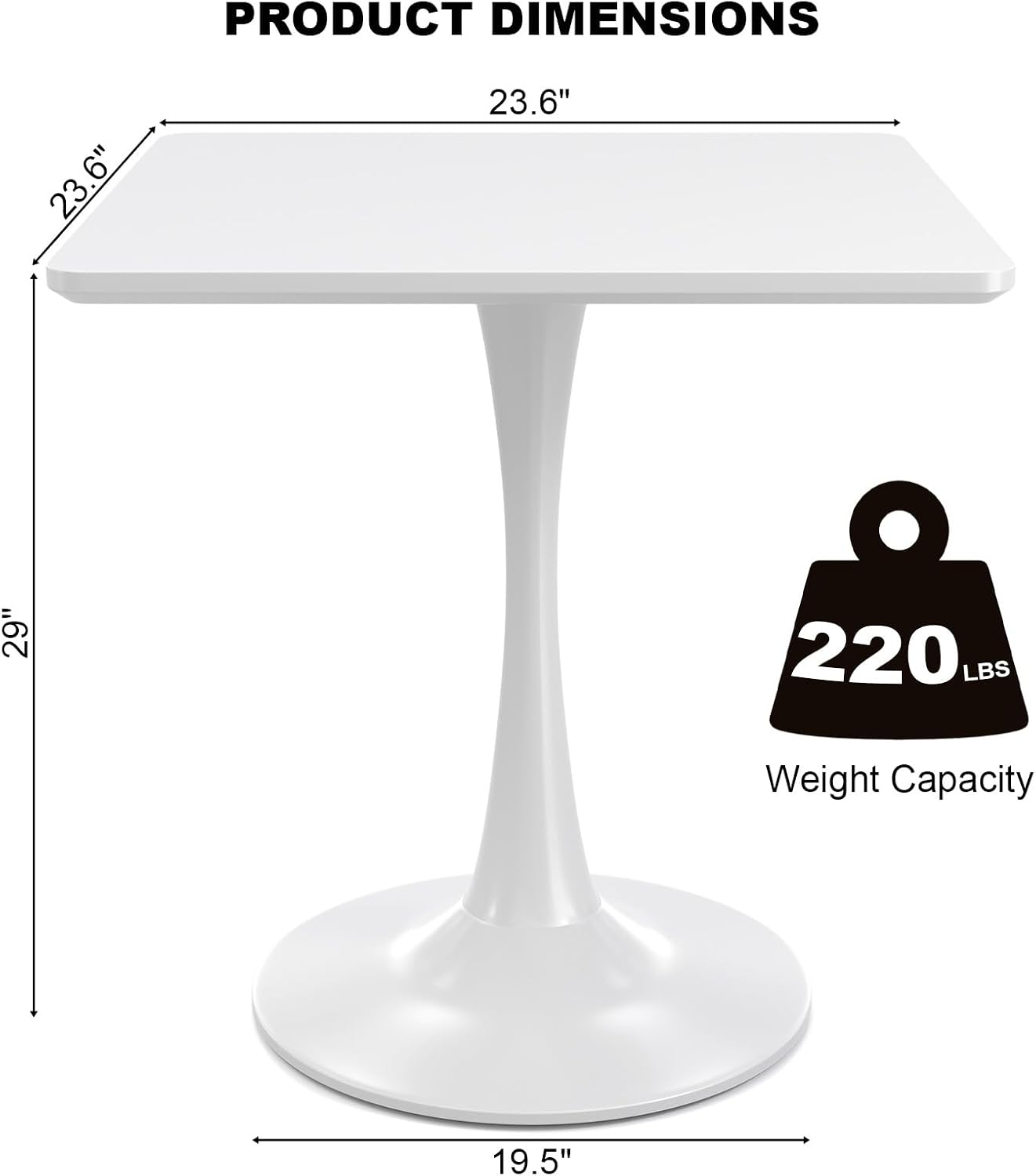 ホワイトスクエアチューリップテーブル（2人用）、24インチ小 - Home Office For Two のレビューと価格