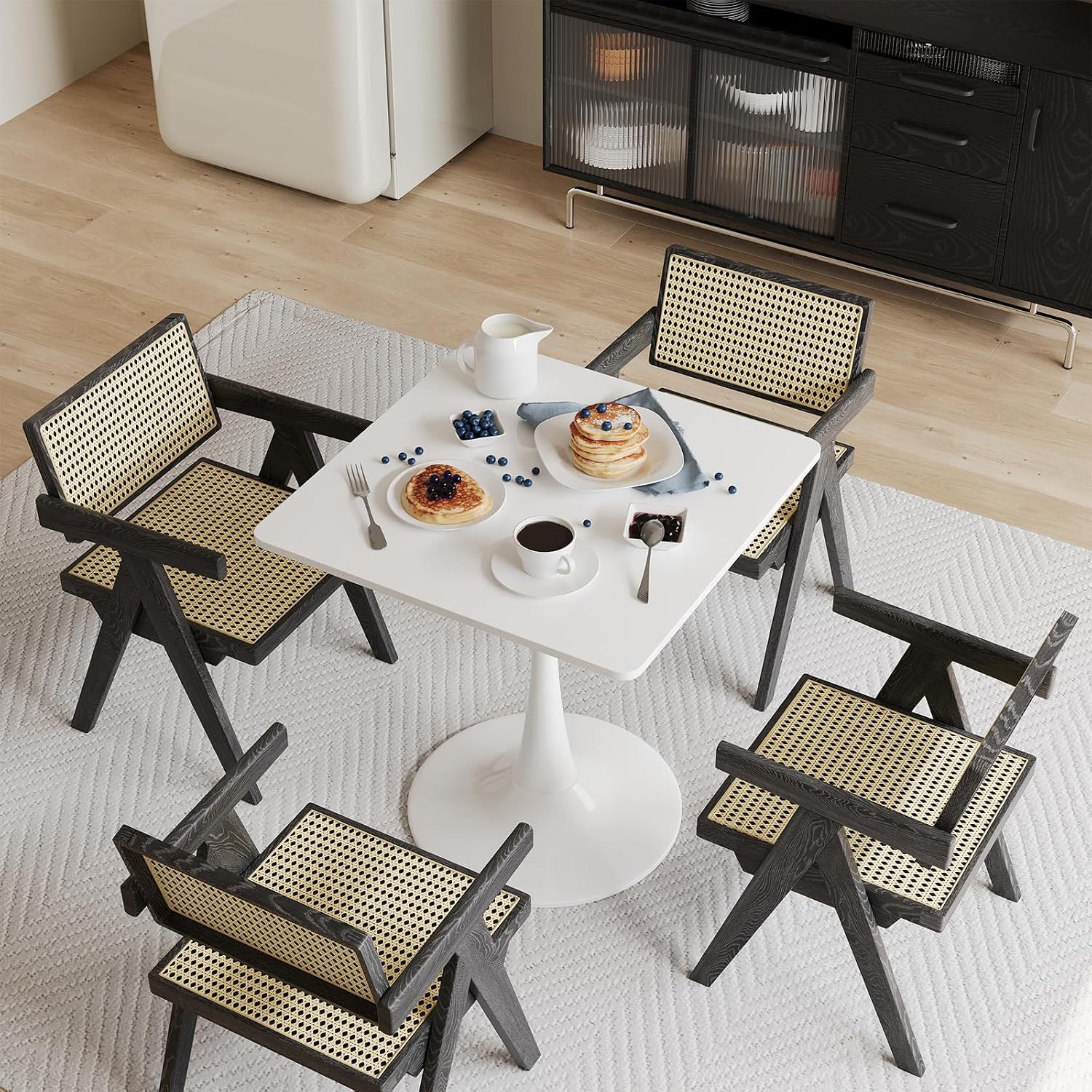 ホワイトスクエアチューリップテーブル（2人用）、24インチ小 - Home Office For Two のレビューと価格
