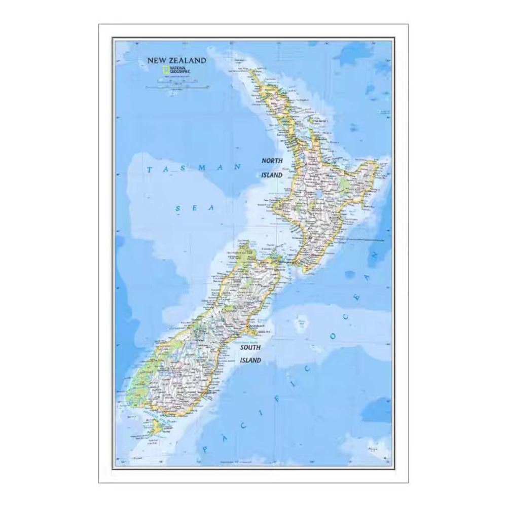 大型HDニュージーランド地図ポスタープリント図書館ウォールチ - Home Office And Library のレビューと価格